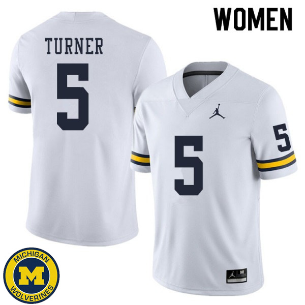 Women University of Michigan #5 DJ Turner White Alumni Jersey